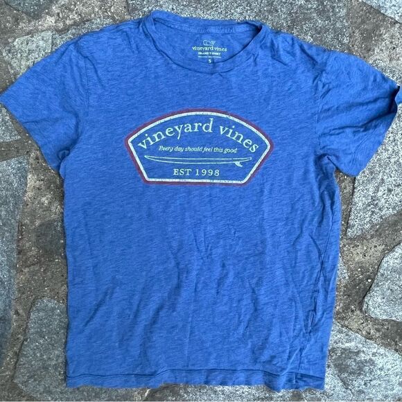 VINEYARD VINES EVERYDAY SHOULD FEEL THIS GOOD BLUE TEE SMALL - Picture 6 of 8
